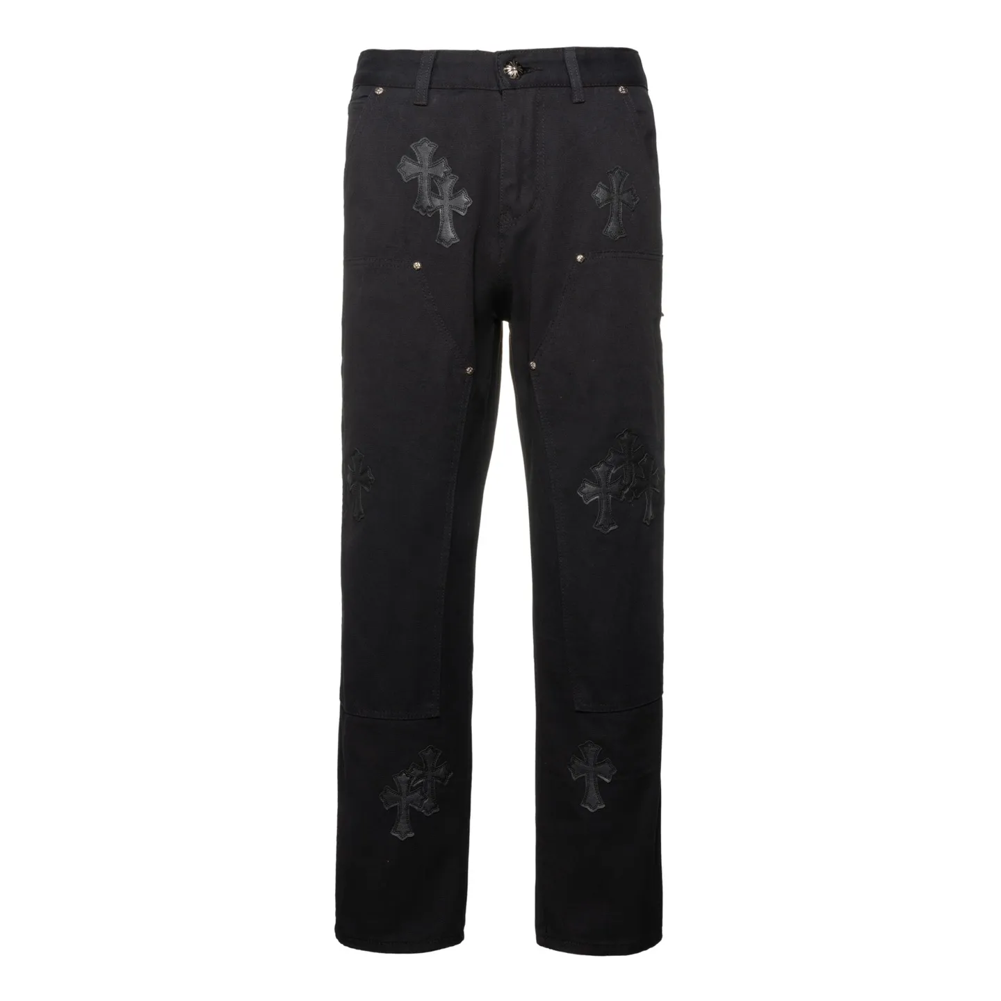 P250 Chrome Hearts Matty Boy Sex Records Patchwork leather workwear high street jeans It is well known that chromehearts jeans use vintage Levis jeans as the base for their creations. They usually add their own unique silver buckles and silver ornaments, plus patchwork embellishments. This is what doubles the value of these vintage jeans. Because the base is vintage jeans, the jeans themselves have become very soft and comfortable after years of baptism. This can be distinguished from ordinary jeans. Regarding the size, you should also refer to the pants data. Style number: 1637# Color: black Size: 28 30 32 34 36